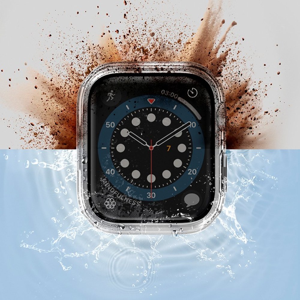 Чехол Uniq Nautic +9H glass влагозащищённый IP68 для Apple Watch 45мм. Цвет: прозрачный