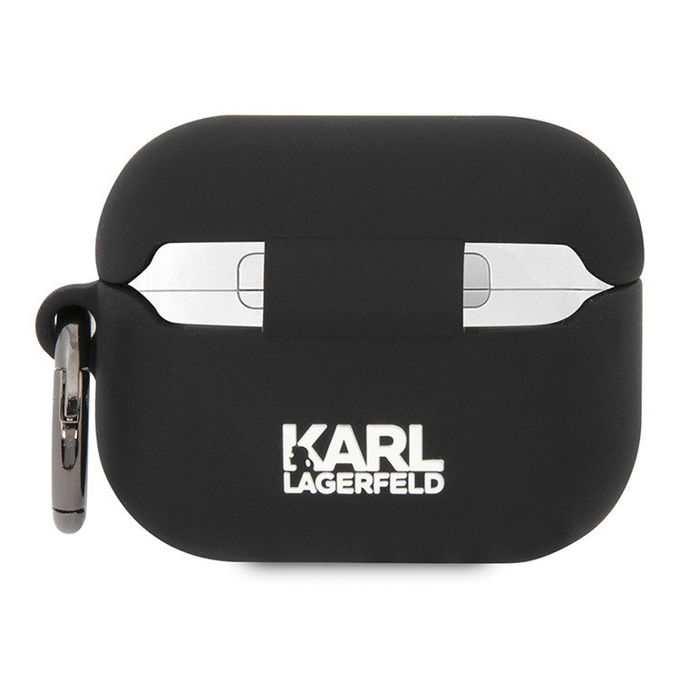 Чехол Lagerfeld NFT 3D Choupette для AirPods Pro силиконовый с кольцом. Цвет: черный