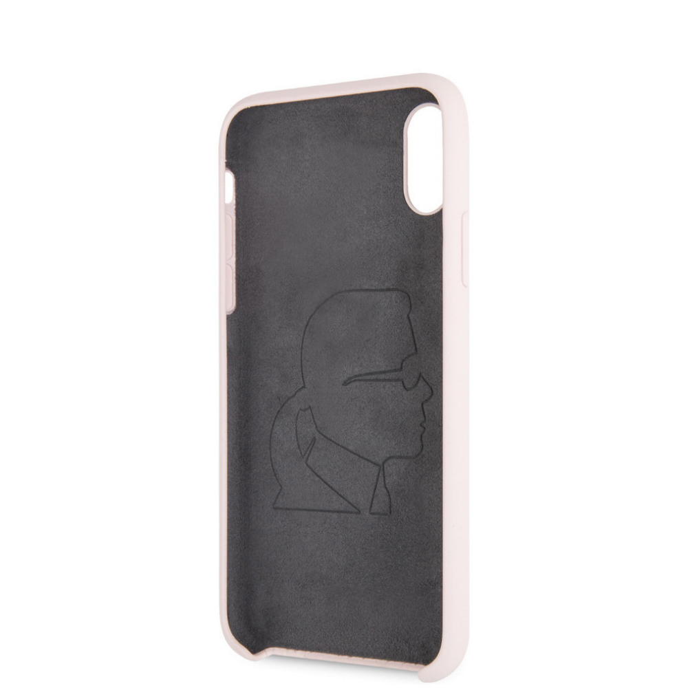 Чехол Lagerfeld для iPhone X/XS Liquid silicone Iconic Karl Hard. Цвет: розовый