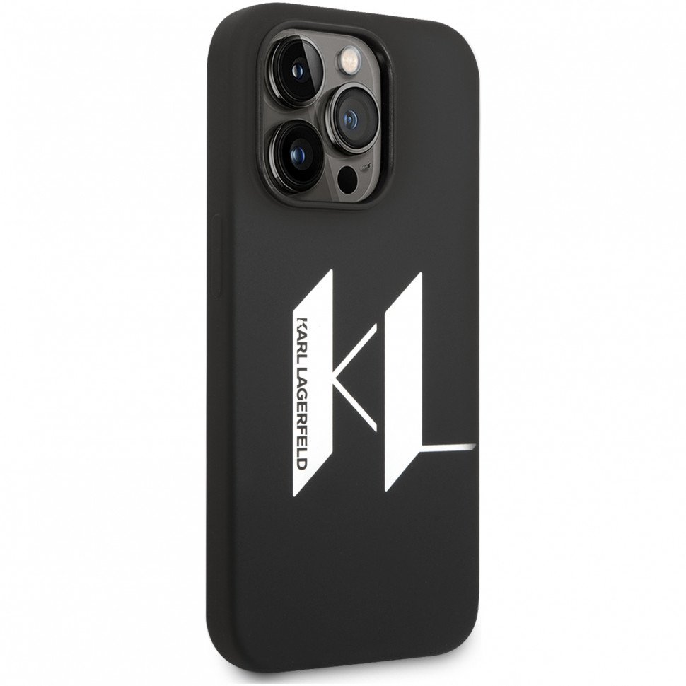 Чехол Lagerfeld для iPhone 14 Pro Liquid silicone Choupette body Hard. Цвет: чёрный