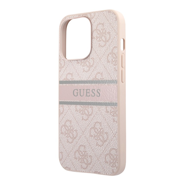 Чехол Guess для iPhone 13 Pro PU 4G Stripe printed logo hard. Цвет: розовый