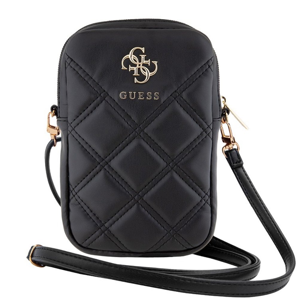 Сумка Guess Wallet Zipper Pouch Quilted 4G metal logo для iPhone. Цвет: черный