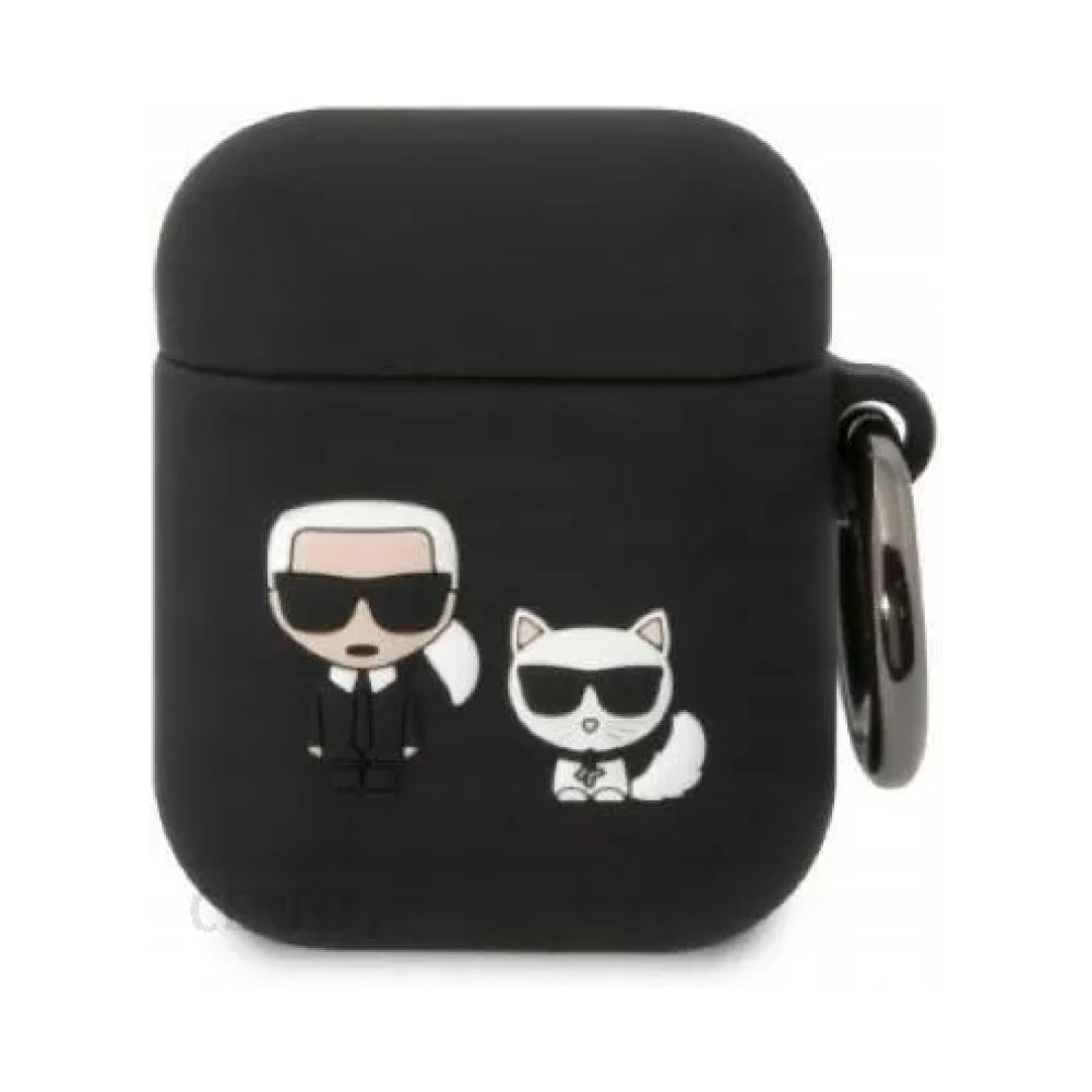 Чехол Lagerfeld NFT 3D Karl для Airpods 1/2 силиконовый с кольцом. Цвет: чёрный