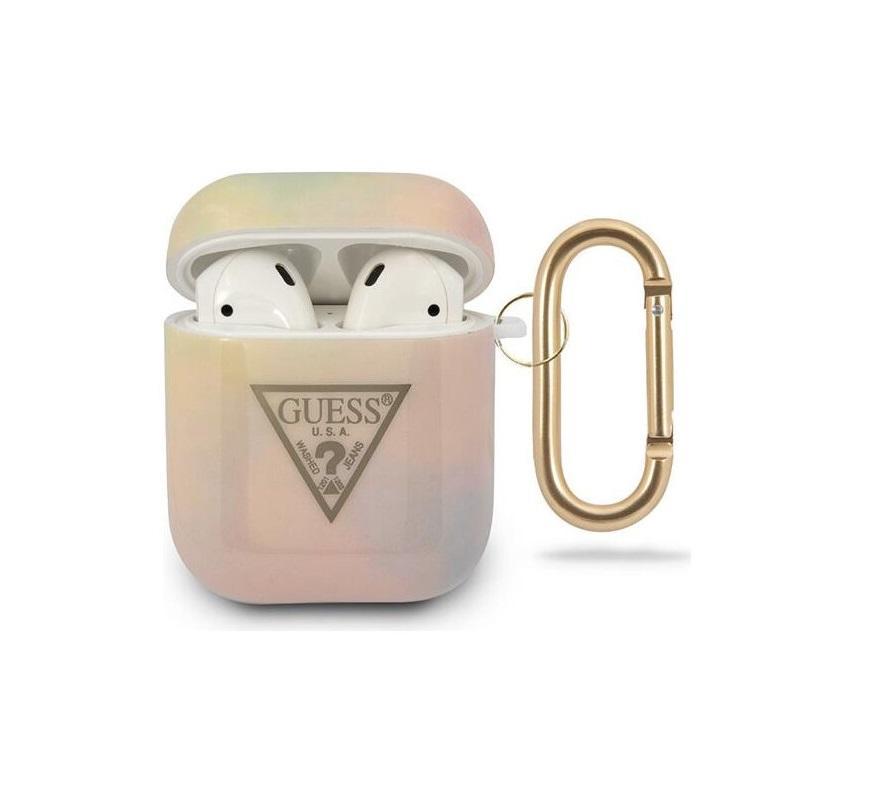 Чехол Guess для Airpods TPU case с кольцом. Цвет: розовый