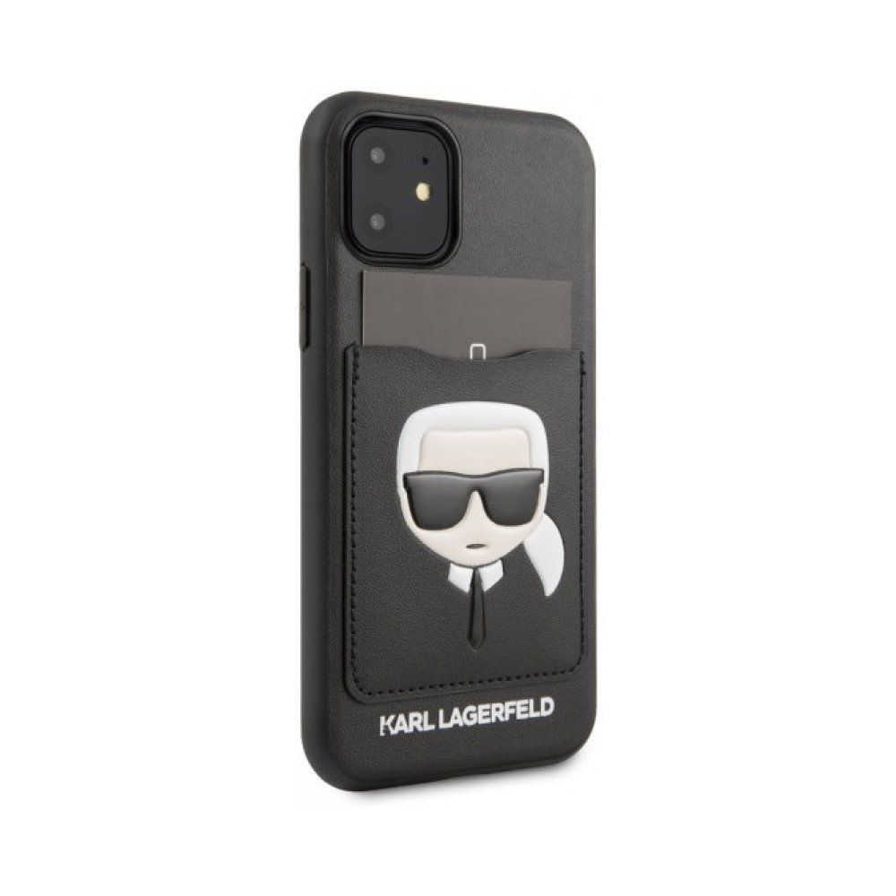 Чехол Lagerfeld для iPhone 11 PU Leather with cardslot Karl's Head. Цвет: чёрный