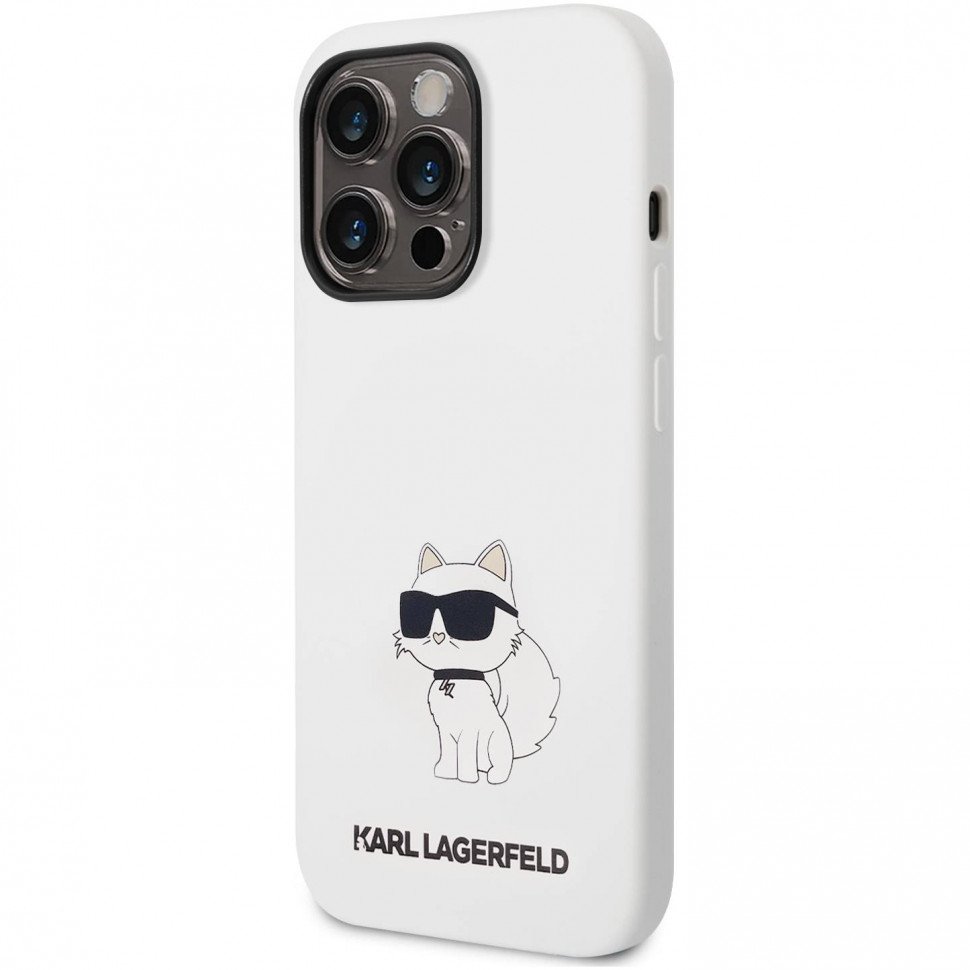 Чехол Lagerfeld для iPhone 14 Pro Max Liquid silicone NFT Choupette Hard (MagSafe). Цвет: белый