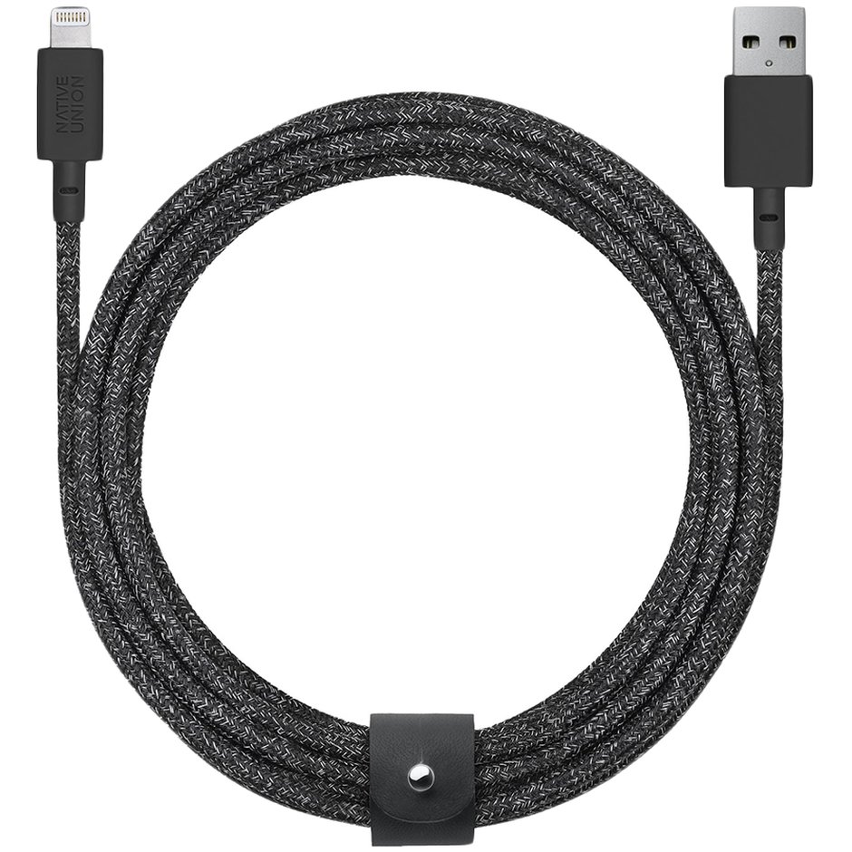 Кабель Native Union Belt 3м., Lightning to USB. Цвет: черный космос