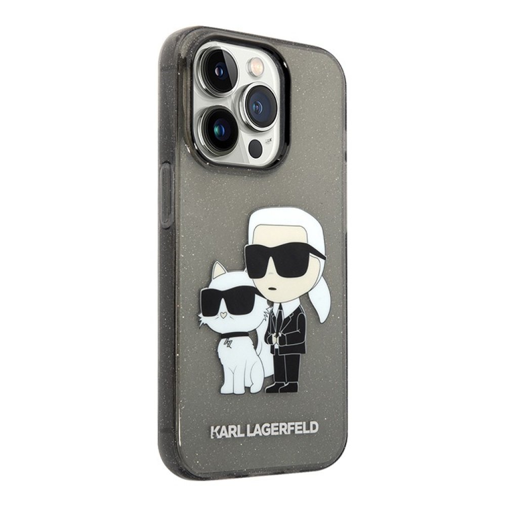 Чехол Lagerfeld PC/TPU NFT Karl & Choupette Hard Glitter для iPhone 15 Pro Max.Цвет: чёрный