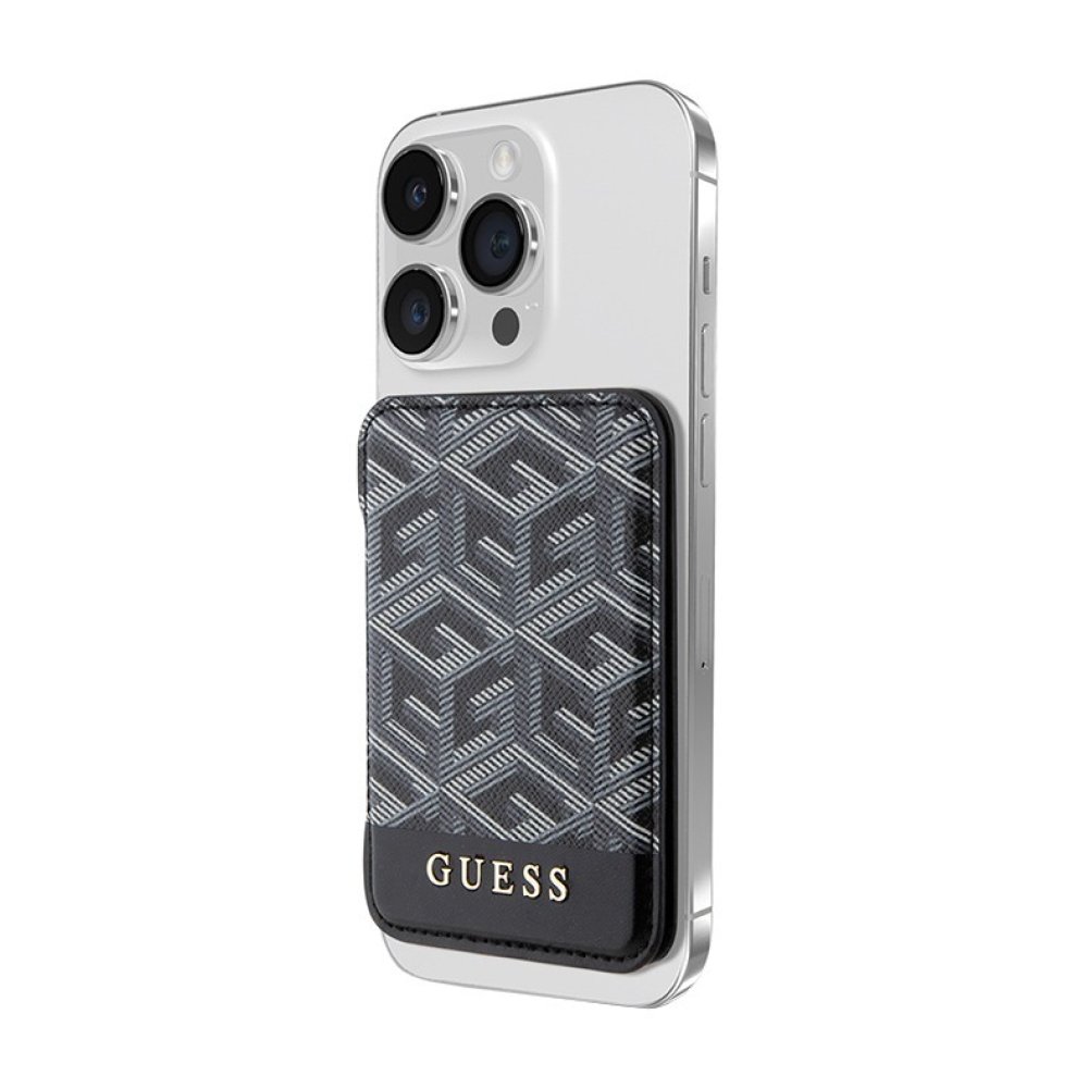 Магнитный бумажник Guess Wallet Cardslot Magsafe PU G CUBE with metal logo. Цвет: чёрный