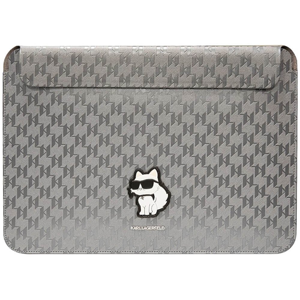 Чехол Lagerfeld Saffiano Sleeve Monogram NFT Choupette для ноутбуков 13"/14". Цвет: серебристый