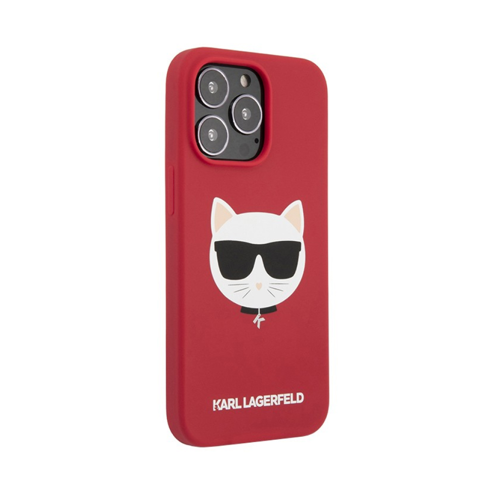 Чехол Lagerfeld для iPhone 13 Pro Liquid silicone Choupette Hard. Цвет: красный