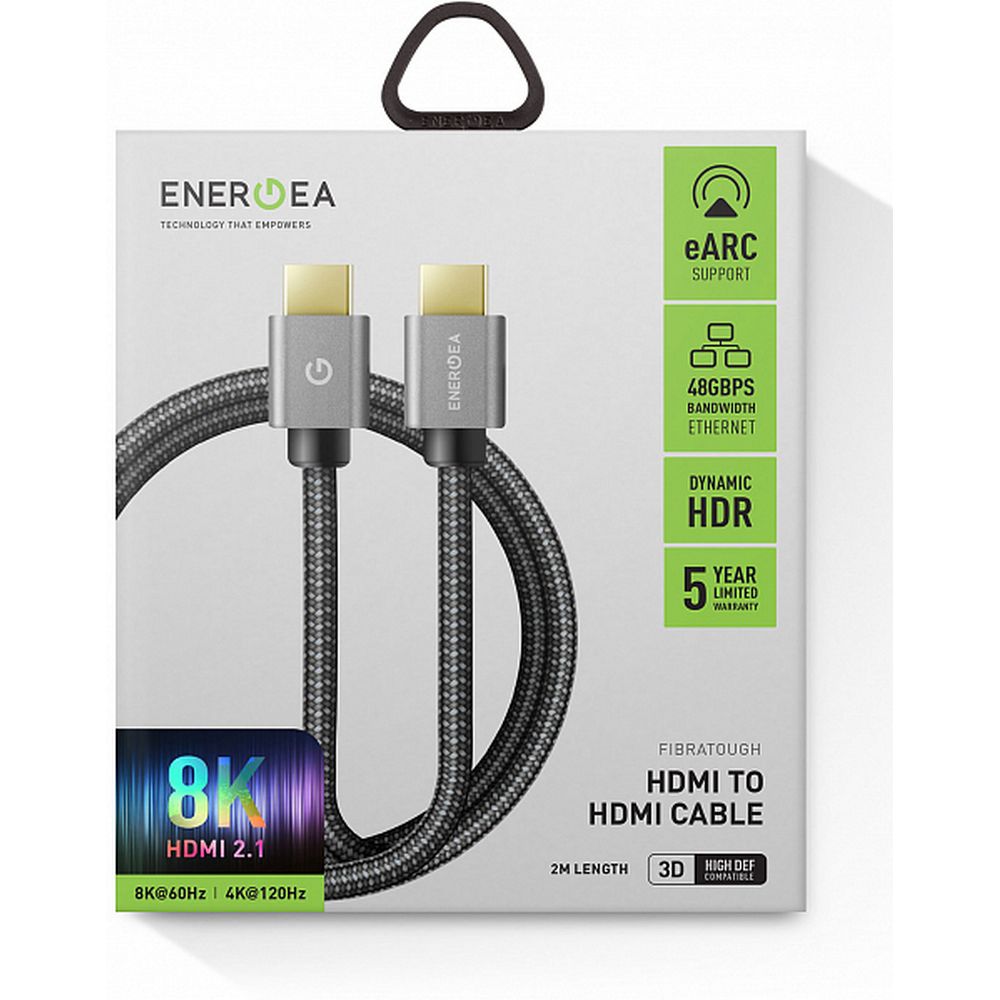 Кабель EnergEA FibraTough HDMI - HDMI 8K 48 Gbps 2,0 м. Цвет: чёрный