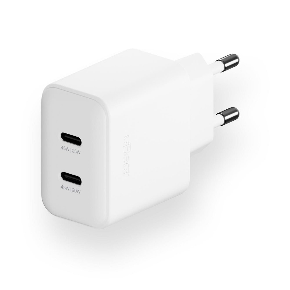 Адаптер питания uBear Wall Charger Motion 2xUSB-C 45W. Цвет: белый