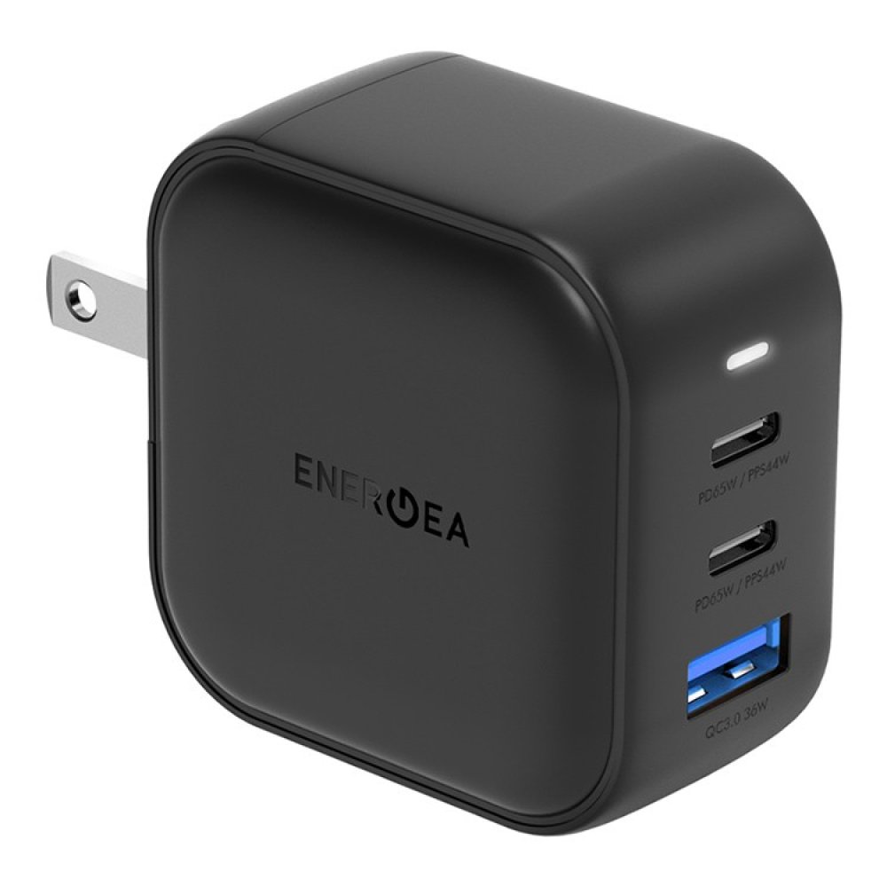 Адаптер питания EnergEA Travelite Gan66 2USB-C/1USB-A, PD/PPS/QC3.0, 66W. Цвет: чёрный