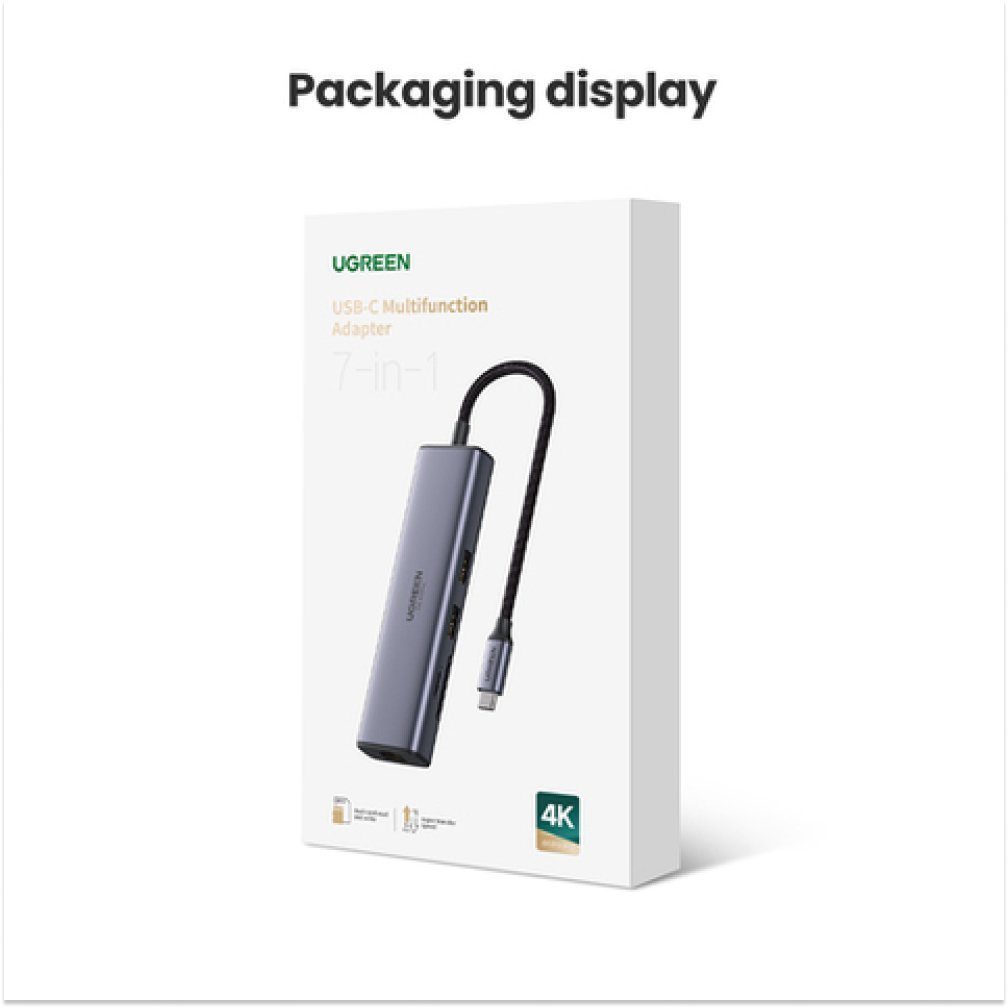 Хаб UGREEN CM511 USB-C Multifunction Adapter with PD Charging. Цвет: "Серый космос"