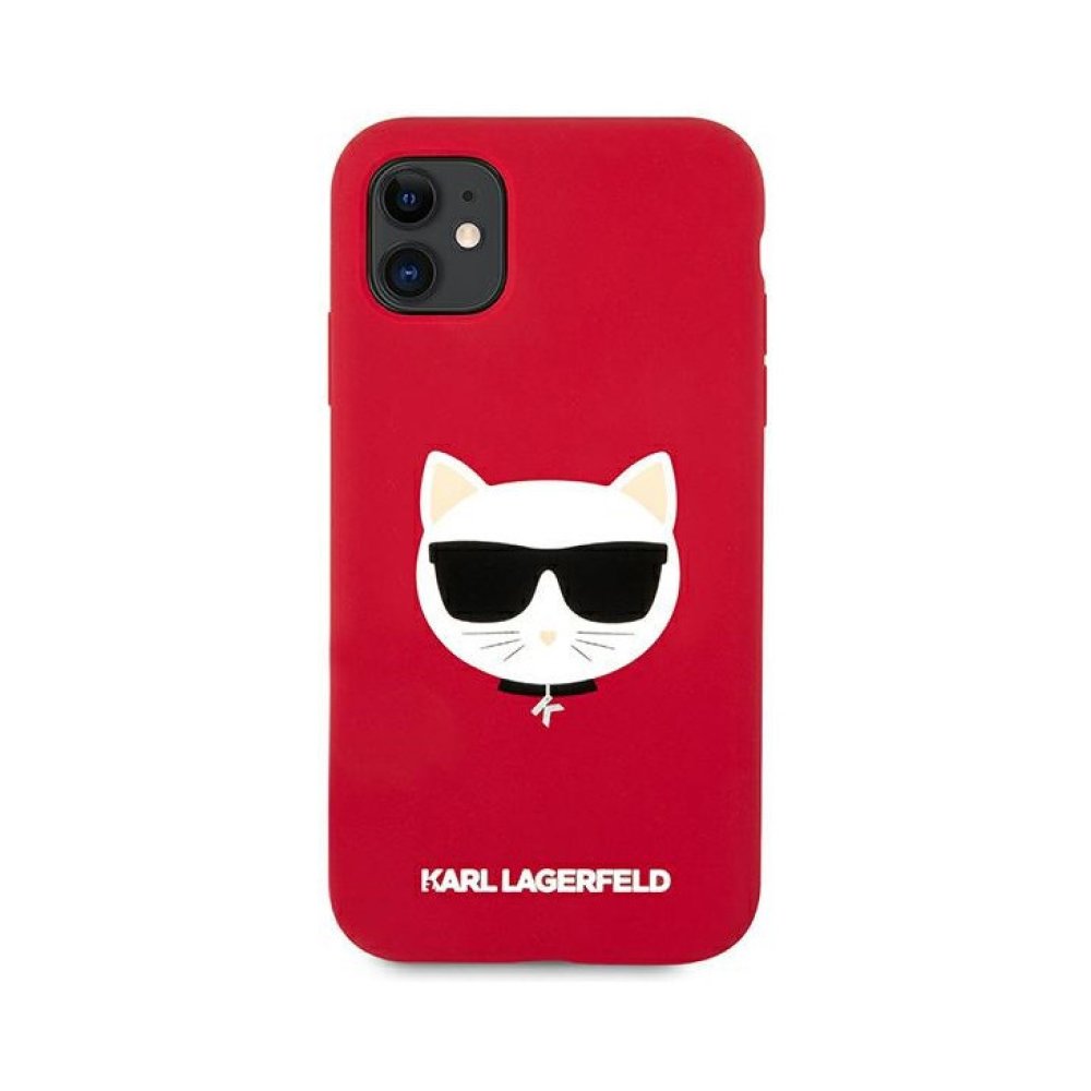 Чехол Lagerfeld для iPhone 11 Liquid Silicone Choupette. Цвет: красный