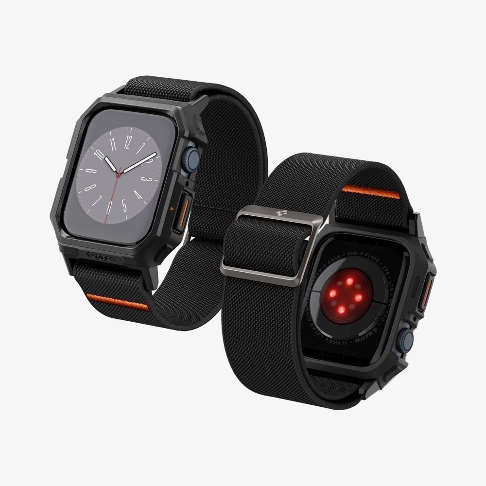 Ремешок и защитный чехол SPIGEN LITE FIT PRO для Apple Watch 44/45мм. Цвет: черный