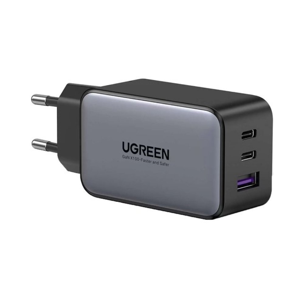 Сетевое зарядное устройство UGREEN CD244 USB-A+2*USB-C 65W GaN Tech Fast Charger. Цвет: серый