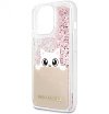 Чехол Lagerfeld для iPhone 13 Pro Liquid glitter Peek a Boo Hard. Цвет: прозрачный/розовый