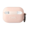 Чехол Lagerfeld NFT 3D Karl для Airpods Pro 2 силиконовый с кольцом. Цвет: розовый