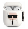 Чехол Lagerfeld для AirPods силиконовый с кольцом. Цвет: белый