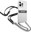 Чехол Guess для iPhone 13 Pro Max PC/TPU 4G Stripe Hard+crossbody chain. Цвет: прозрачный/серебрист.