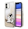 Чехол Lagerfeld для iPhone 11 Liquid glitter Choupette Fun Hard. Цвет: золотой