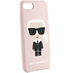 Чехол Lagerfeld для iPhone SE(2020)/8/7 Liquid Silicone Ikonik Karl Hard. Цвет: светло-розовый