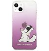 Чехол Lagerfeld для iPhone 13 PC/TPU Choupette Fun Hard Gradient. Цвет: розовый