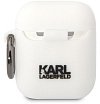 Чехол Lagerfeld NFT 3D Choupette для Airpods 1/2 силиконовый с кольцом. Цвет: белый