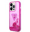 Чехол Guess для iPhone 14 Pro Max Liquid Glitter Triangle logo Hard. Цвет: фуксия