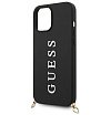 Чехол Guess для iPhone 12/12 Pro PU Embossed white logo and strap Hard. Цвет: чёрный