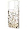 Чехол Guess для iPhone 14 Pro Max Liquid Glitter Triangle logo Hard. Цвет: прозрачный