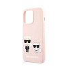 Чехол Lagerfeld для iPhone 13 Pro Liquid silicone Karl & Choupette Hard. Цвет: розовый