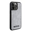 Чехол Lagerfeld Diamond Rhinestone Metal logo для iPhone 15 Pro. Цвет: серебристый