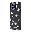 Чехол Hello Kitty PU Saffiano Heads and Bows Hard для iPhone 15 Pro Max. Цвет: черный/красный