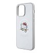 Чехол Hello Kitty PU Leather Kitty Asleep Hard MagSafe для iPhone 15 Pro Max. Цвет: серебристый