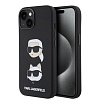 Чехол Lagerfeld для iPhone 15 Liquid Silicone NFT Karl & Choupette heads Hard. Цвет: чёрный