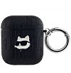 Чехол Lagerfeld PU Saffiano Monogram with ring NFT Metal Head Choupette для Airpods 1/2. Цвет:черный