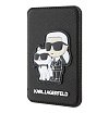 Магнитный бумажник Lagerfeld Wallet Cardslot MagSafe Stand Saffiano NFT Karl&Choupette Цвет: чёрный