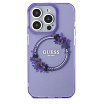 Чехол Guess PC/TPU Flowers Wreath Hard MagSafe для iPhone 15 Pro. Цвет: фиолетовый