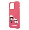 Чехол Lagerfeld для iPhone 13 Pro Liquid silicone Karl & Choupette Hard. Цвет: фуксия