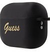 Чехол Guess Silicone Script logo with Heart charm для AirPods Pro 2. Цвет: чёрный