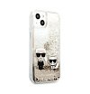 Чехол Mercedes для iPhone 13 Liquid glitter Karl & Choupette Hard. Цвет: золотой