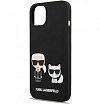 Чехол Lagerfeld для iPhone 13 mini Liquid Silicone Karl & Choupette Hard. Цвет: чёрный