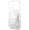 Чехол Lagerfeld для iPhone 14 Pro Liquid glitter NFT Choupette head Hard. Цвет: серебристый