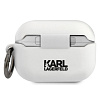 Чехол Lagerfeld для AirPods Pro силиконовый с кольцом, Choupette. Цвет: белый