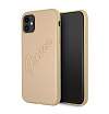 Чехол Guess для iPhone 11 Saffiano Script embossed logo. Цвет: золотой