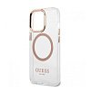 Чехол Guess для iPhone 13 Pro PC/TPU Peony Glitter Hard (Magsafe). Цвет: прозрачный/золотой