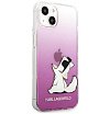 Чехол Lagerfeld для iPhone 13 PC/TPU Choupette Fun Hard Gradient. Цвет: розовый